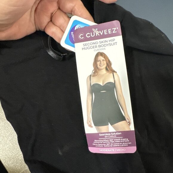 CURVEEZ Women's Plus 2XL Second Skin Hip Hugger Bodysuit Under Bust Black NWT - Picture 11 of 16